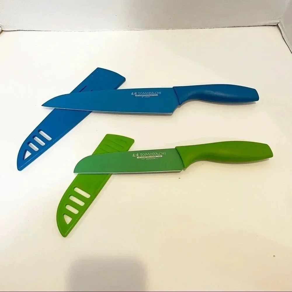 Tomodachi Set Of 3 Knives 5.5” Santoku 8” Chef Japanese 6” Sandwich